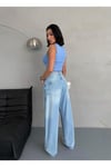 BALOON FİT DİKİŞ DETAYLI BALTA CEPLİ FRESH MAVİ JEAN