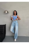 BALOON FİT DİKİŞ DETAYLI BALTA CEPLİ FRESH MAVİ JEAN