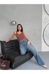 BALOON FİT DİKİŞ DETAYLI BALTA CEPLİ TİNT MAVİ JEAN
