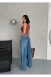 BALOON FİT DİKİŞ DETAYLI BALTA CEPLİ TİNT MAVİ JEAN