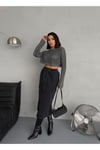 BELİ LASTİKLİ FÜME MAXI DENIM ETEK