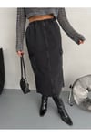 BELİ LASTİKLİ FÜME MAXI DENIM ETEK
