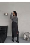 BELİ LASTİKLİ FÜME MAXI DENIM ETEK