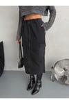 BELİ LASTİKLİ FÜME MAXI DENIM ETEK