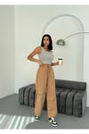 DİZ PİLELİ PARAŞÜT PANTOLON CAMEL-KAHVERENGİ
