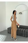 DİZ PİLELİ PARAŞÜT PANTOLON CAMEL-KAHVERENGİ