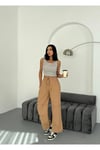 DİZ PİLELİ PARAŞÜT PANTOLON CAMEL-KAHVERENGİ