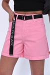 DUBLE PAÇA PEMBE KEMERLİ ŞORT