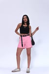DUBLE PAÇA PEMBE KEMERLİ ŞORT