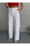 GABARDİN PANTOLON WİDE-LEG FİT YÜKSEK BEL KARGO CEPLİ