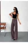 Kadın bordo Baggy Jean yüksek bel geniş paça kot pantolon