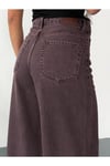 Kadın bordo Baggy Jean yüksek bel geniş paça kot pantolon