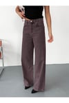 Kadın bordo Baggy Jean yüksek bel geniş paça kot pantolon