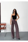 Kadın bordo Baggy Jean yüksek bel geniş paça kot pantolon