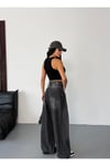 Kadın Extra Baggy Jean Yüksek Bel Salaş Pantolon Siyah Taşlamalı