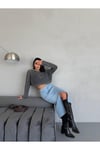 KADIN MİDİ BOY ÖN YIRTMAÇLI FRESH MAVİ KOT ETEK