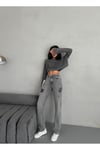KADIN STRAİGHT JEAN YIRTIK DETAYLI ARA BEL BORU PAÇA KOT PANTOLON GRİ