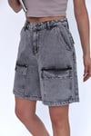 KARGO CEPLİ FÜME WASH BERMUDA ŞORT