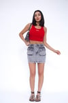 KARGO CEPLİ GREY MİNİ SKİRT