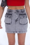 KARGO CEPLİ GREY MİNİ SKİRT