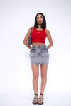 KARGO CEPLİ GREY MİNİ SKİRT
