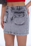 KARGO CEPLİ GREY MİNİ SKİRT