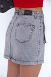 KARGO CEPLİ GREY MİNİ SKİRT