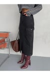 KARGO CEPLİ ÖN YIRTMAÇLI FÜME DENIM ETEK