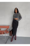 KARGO CEPLİ ÖN YIRTMAÇLI FÜME DENIM ETEK