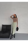 KARGO CEPLİ ÖN YIRTMAÇLI GREEN DENIM ETEK