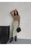 KARGO CEPLİ ÖN YIRTMAÇLI GREEN DENIM ETEK