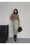 KARGO CEPLİ ÖN YIRTMAÇLI GREEN DENIM ETEK