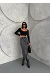 KARGO CEPLİ ÖN YIRTMAÇLI YIKAMALI DENIM ETEK