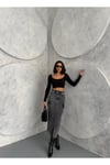 KARGO CEPLİ ÖN YIRTMAÇLI YIKAMALI DENIM ETEK