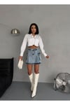 KARGO CEPLİ PİLELİ MİNİ DENIM ETEK