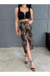 LEOPAR DESENLİ MİDİ ETEK