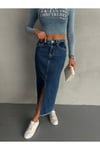 MAXI BOY KOYU MAVİ DENIM ETEK