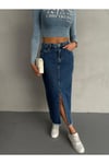 MAXI BOY KOYU MAVİ DENIM ETEK