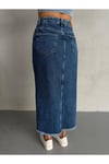 MAXI BOY KOYU MAVİ DENIM ETEK