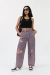 SKATER FİT KIZIL TİNT YIRTIK JEAN