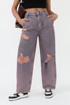 SKATER FİT KIZIL TİNT YIRTIK JEAN