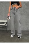 WİDE-LEG GENİŞ PAÇA GREY SNOW WASH DENİM PANTOLON