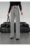 WİDE-LEG GENİŞ PAÇA GREY SNOW WASH DENİM PANTOLON
