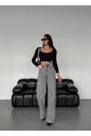 WİDE-LEG GENİŞ PAÇA GREY SNOW WASH DENİM PANTOLON