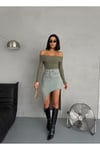YAN YIRTMAÇLI TİNT MAXI DENIM ETEK