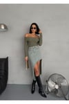 YAN YIRTMAÇLI TİNT MAXI DENIM ETEK
