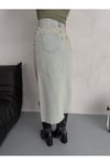 YAN YIRTMAÇLI TİNT MAXI DENIM ETEK