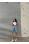 YANLARDAN  YIRTMAÇLI  FRESH MAVİ DENİM ŞORT