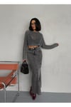 YANLARDAN YIRTMAÇLI FÜME JEAN MAXI ETEK