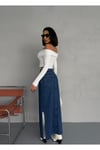 YANLARDAN YIRTMAÇLI JEAN MAXI ETEK